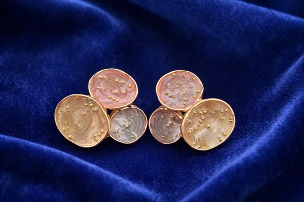 Pink_Multi_Circle_Resin_Stud_Earrings_With_Gold_Plating_For_Women
