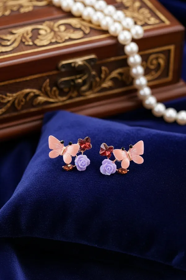 Multicolour_Floral_Butterfly_Stud_Earrings_With_Crystal_Accents_For_Women