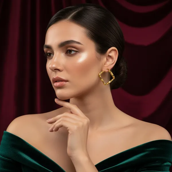 Golden_Twisted_Square_Hoop_Earrings_Gold_Plated_Fashion_Jewelry_For_Women