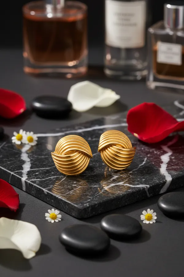 Golden_Elegant_Ribbed_Swirl_Stud_Earrings_For_Women