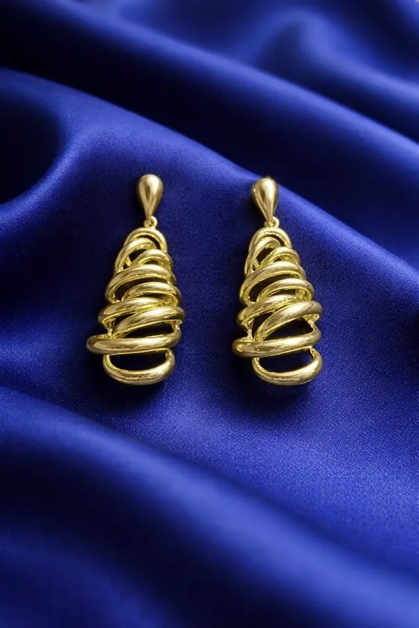 Gold_Plated_Spiral_Cone_Drop_Earrings_For_Women