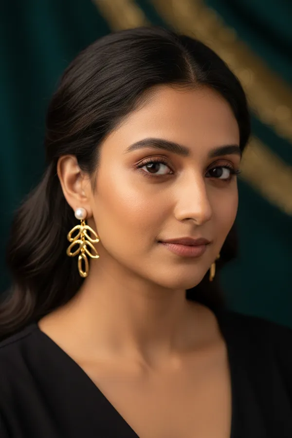 Golden_Pearl_Drop_Leaf_Earrings_For_Women