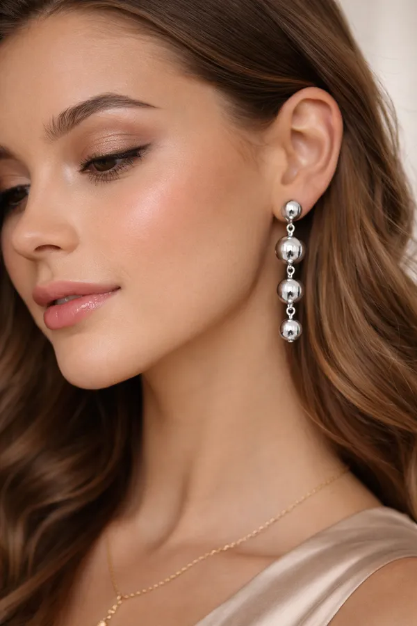 Golden_Silver_Graduated_Ball_Drop_Earrings_For_Women