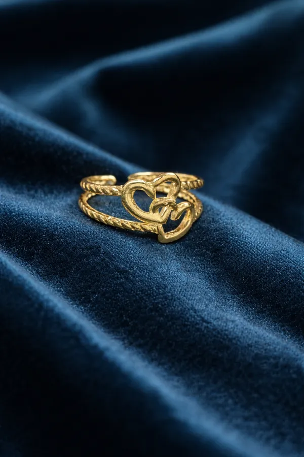 Golden_Double_Heart_Twisted_Gold_Ring_For_Women