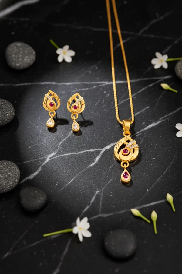 Golden_Ruby_Peacock_Pendant_Necklace_Set_With_Matching_Earrings_For_Women