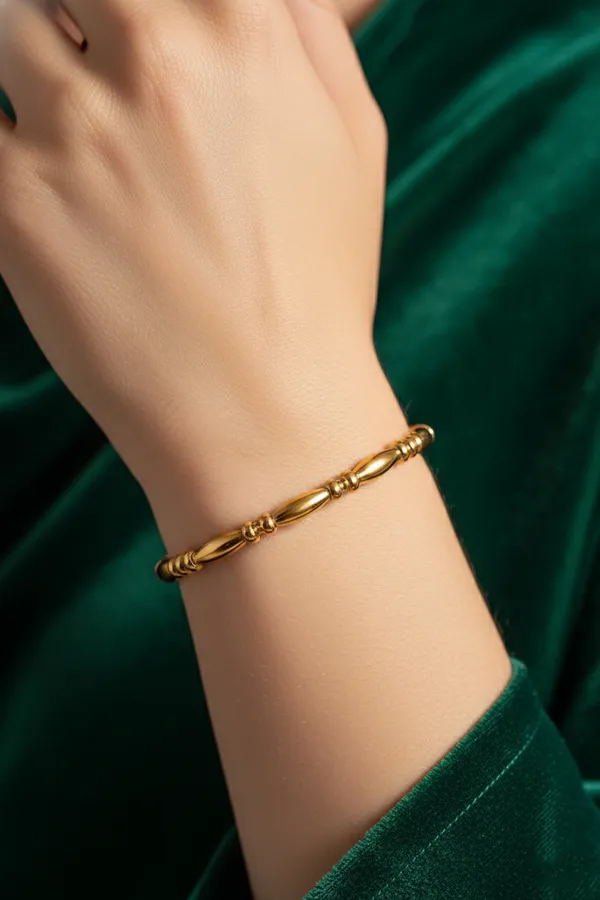 Golden_Beaded_Stretch_Bracelet_For_Women