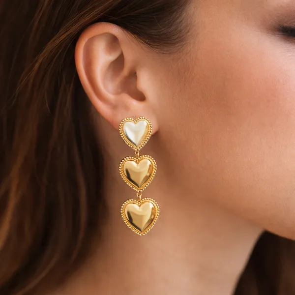 White_Triple_Heart_Drop_Earrings_Statement_Jewelry_For_Women