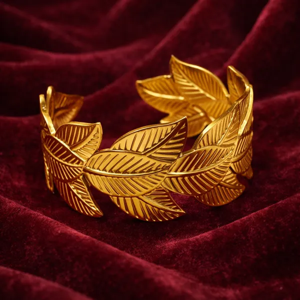 Golden_Leaf_Design_Adjustable_Bracelet_For_Women