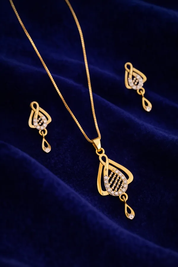 Gold_Plated_Cz_Stone_Pendant_Necklace_Set_With_Earrings_For_Women