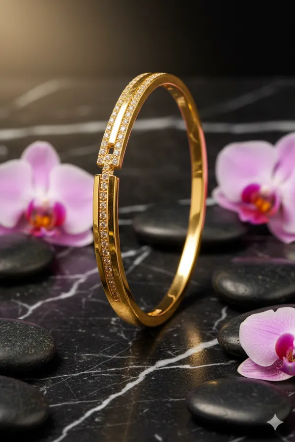 Golden_Elegant_Crystal_Studded_Bangle_Bracelet_With_Hinged_Clasp_For_Women