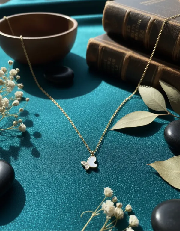 White_Elegant_Butterfly_Pendant_Necklace_With_Gold_Chain_For_Women