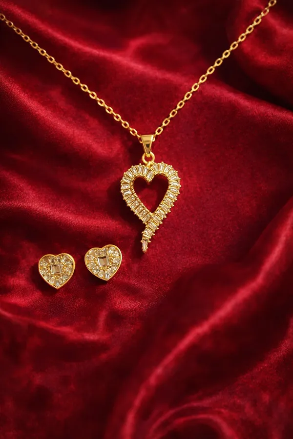 Golden_Elegant_Heart_Shaped_Cz_Necklace_And_Earring_Set_Gold_Plated_Jewelry_For_Women