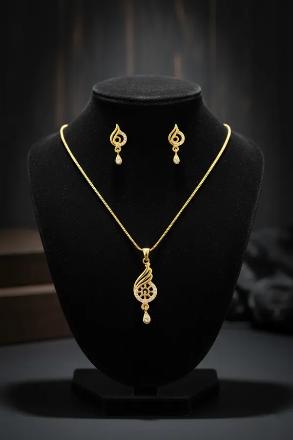 Golden_Peacock_Pendant_Necklace_Set_With_Matching_Earrings_For_Women