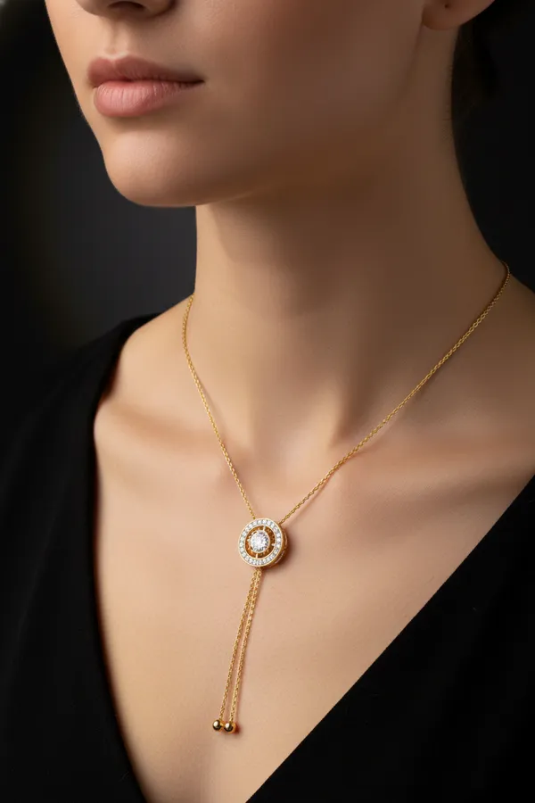White_Circular_Crystal_Pendant_Lariat_Necklace_With_Adjustable_Chain_For_Women