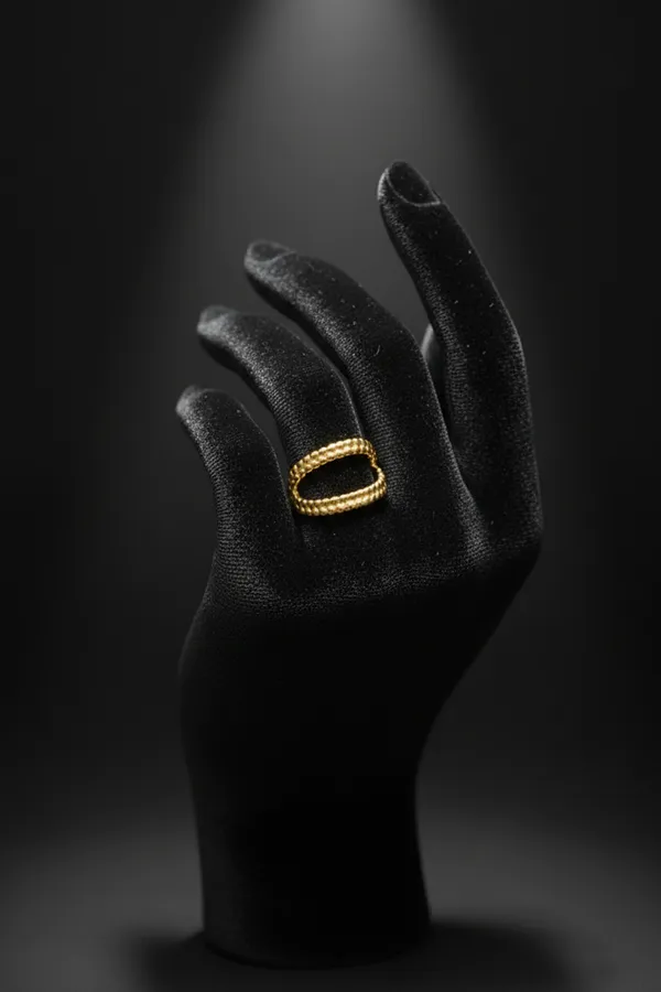 Golden_Gold_Beaded_Double_Band_Ring_Modern_Open_Design_Adjustable_Fashion_For_Women