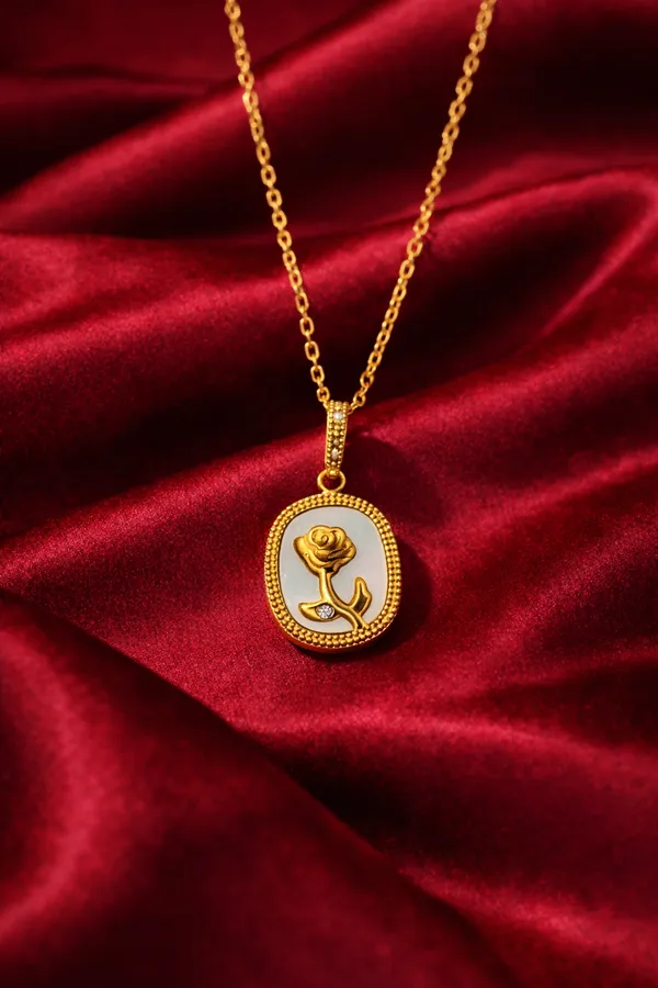Golden_Elegant_Rose_Pendant_Necklace_With_Mother_Of_Pearl_For_Women