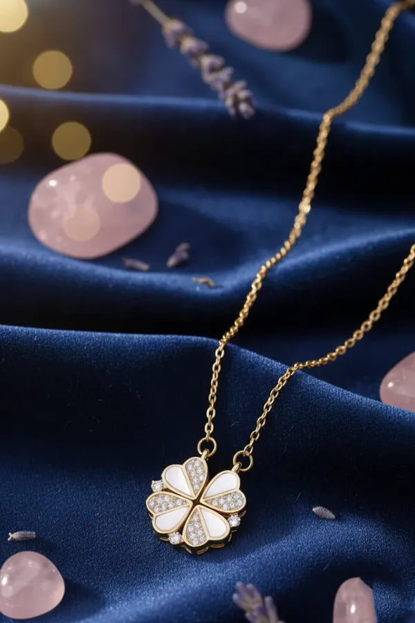 White_Elegant_Flower_Pendant_Necklace_With_Gold_Chain_For_Women