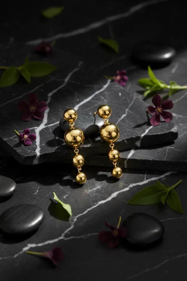 Golden_Elegant_Ball_Drop_Earrings_For_Women