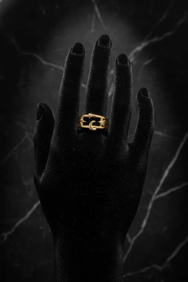 Golden_Celestial_Moon_And_Star_Gold_Plated_Ring_For_Women