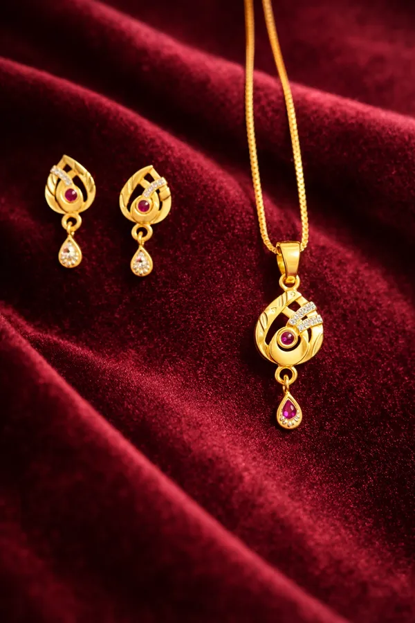 Golden_Ruby_Peacock_Pendant_Necklace_Set_With_Matching_Earrings_For_Women