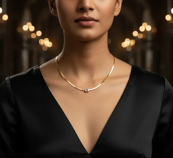 Golden_Elegant_Collar_Necklace_With_Emerald_Cut_Stone_For_Women