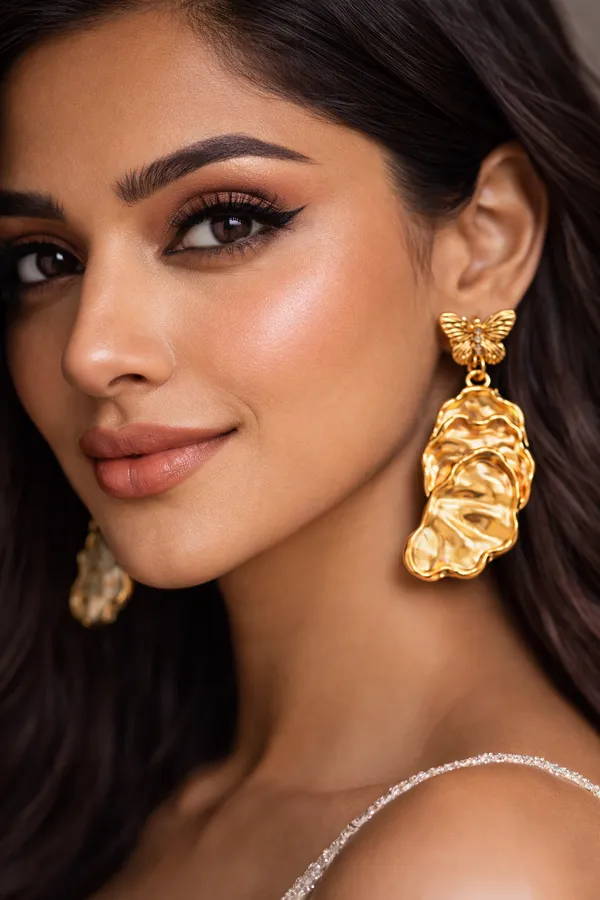 Gold_Plated_Butterfly_Oyster_Shell_Drop_Earrings_For_Women