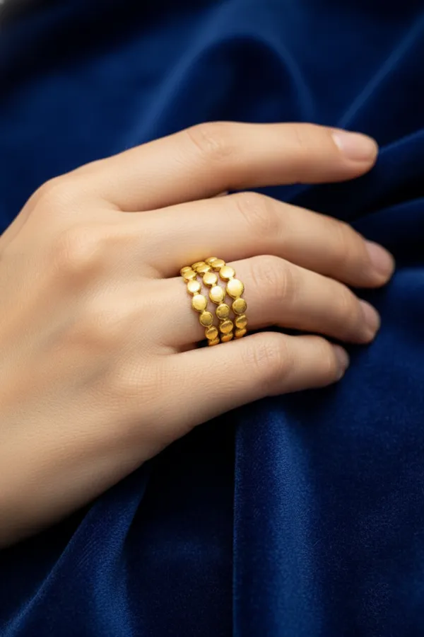 Gold_Plated_Triple_Row_Beaded_Adjustable_Ring_For_Women