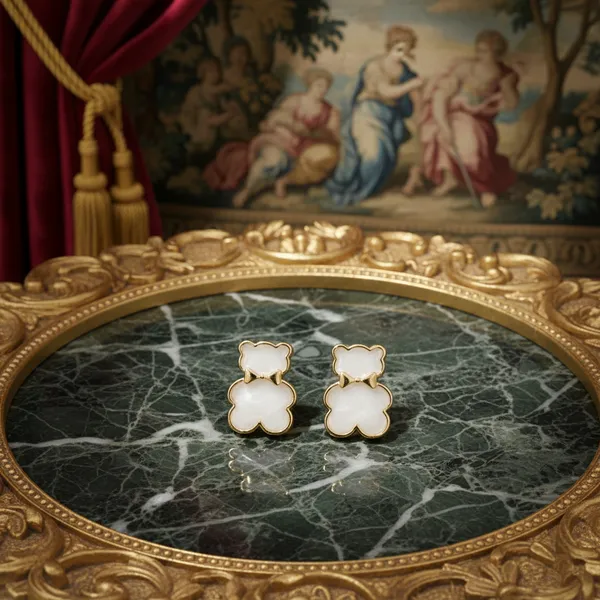 White_Cat_Shaped_Gold_Plated_Stud_Earrings_For_Women