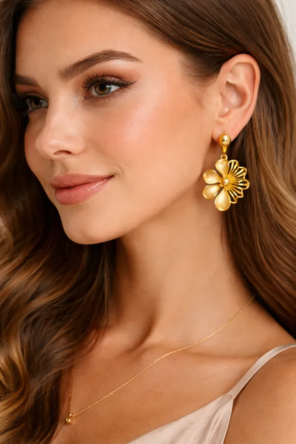Golden_Floral_Drop_Earrings_For_Women