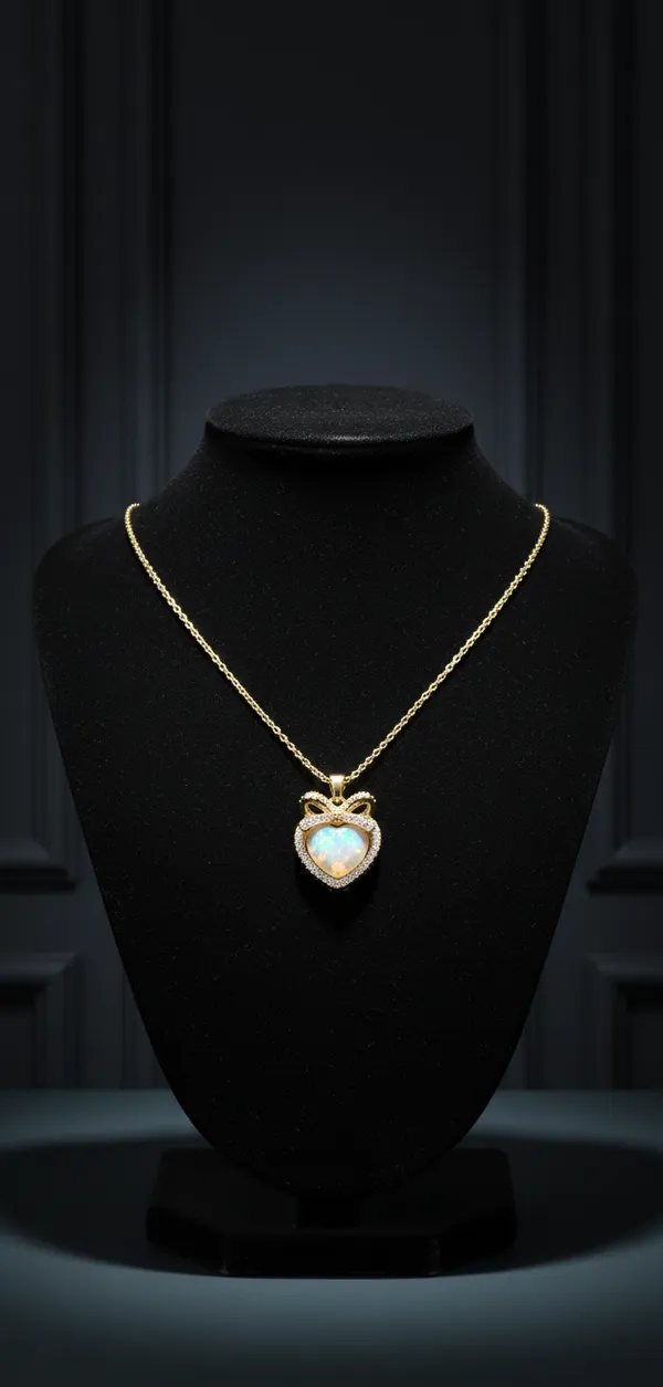 White_Gold_Plated_Heart_Pendant_Necklace_With_Crystal_Bow_Accent_And_Mother_Of_Pearl_Inlay_For_Women