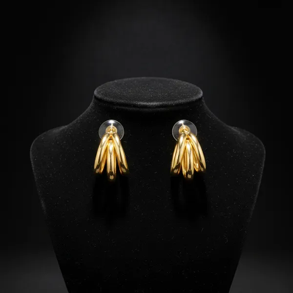 Golden_Triple_Hoop_Stud_Earrings_For_Women