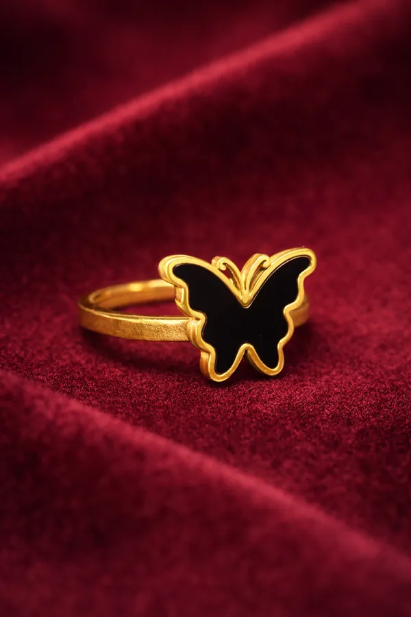 Black_Elegant_Butterfly_Gold_Plated_Adjustable_Ring_For_Women