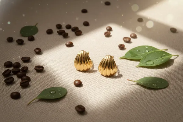 Gold_Plated_Ridged_Teardrop_Stud_Earrings_For_Women