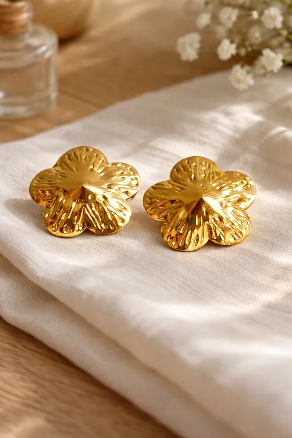 Silver_Gold_Plated_Floral_Stud_Earrings_For_Women