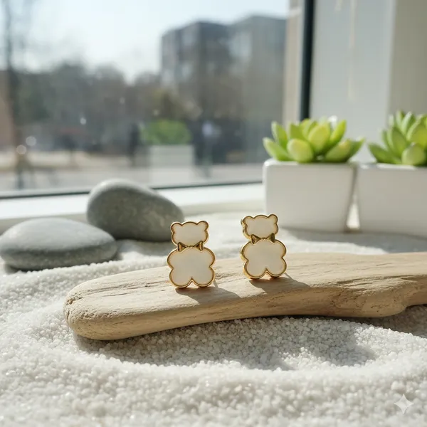 White_Cat_Shaped_Gold_Plated_Stud_Earrings_For_Women