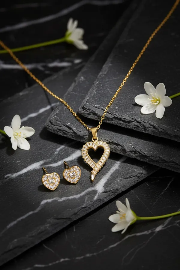 Golden_Elegant_Heart_Shaped_Cz_Necklace_And_Earring_Set_Gold_Plated_Jewelry_For_Women