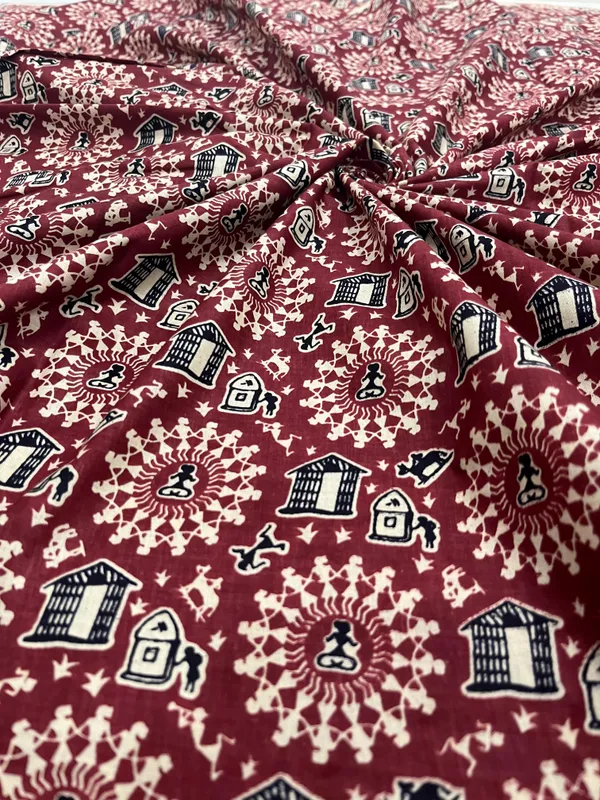 Maroon_&_Brown_Cotton_Unstitched_suit_cloths_For_Women