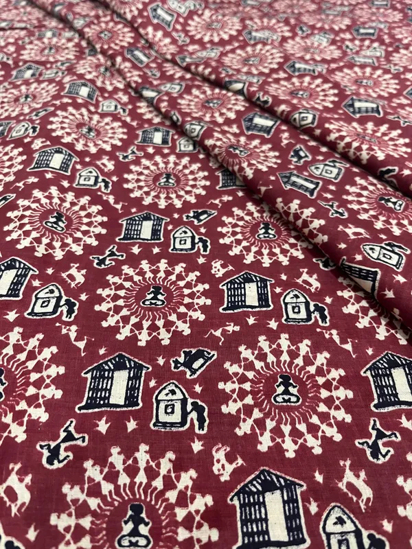 Maroon_&_Brown_Cotton_Unstitched_suit_cloths_For_Women