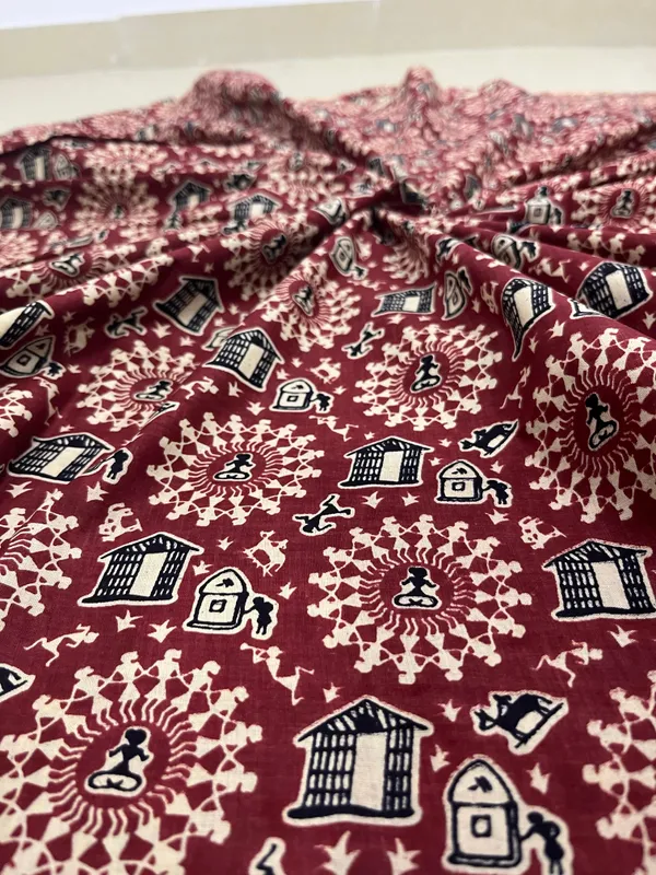 Maroon_&_Brown_Cotton_Unstitched_suit_cloths_For_Women