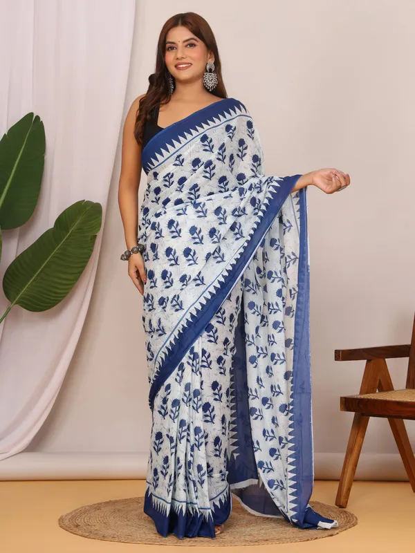 Blue_Floral_Printed_Cotton_Saree_for_Women_|_Designer_Traditional_Saree_|_Softspun_Fabrics