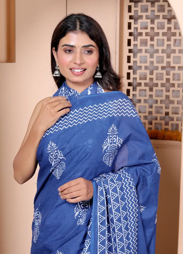 Elegant_Indigo_Blue_Handblock_Printed_Cotton_Saree