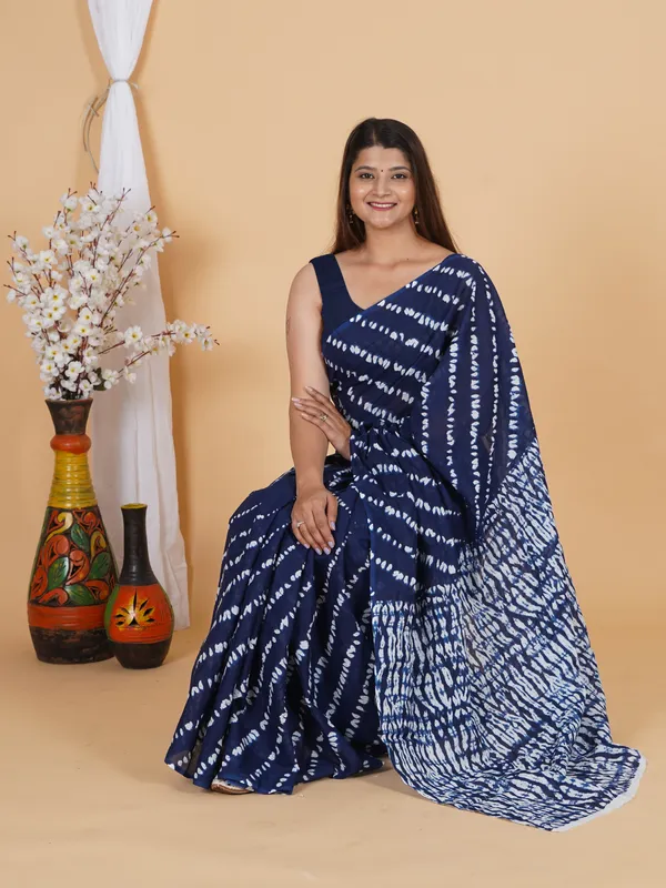 Elegant_Indigo_Shibori_Print_Cotton_Saree