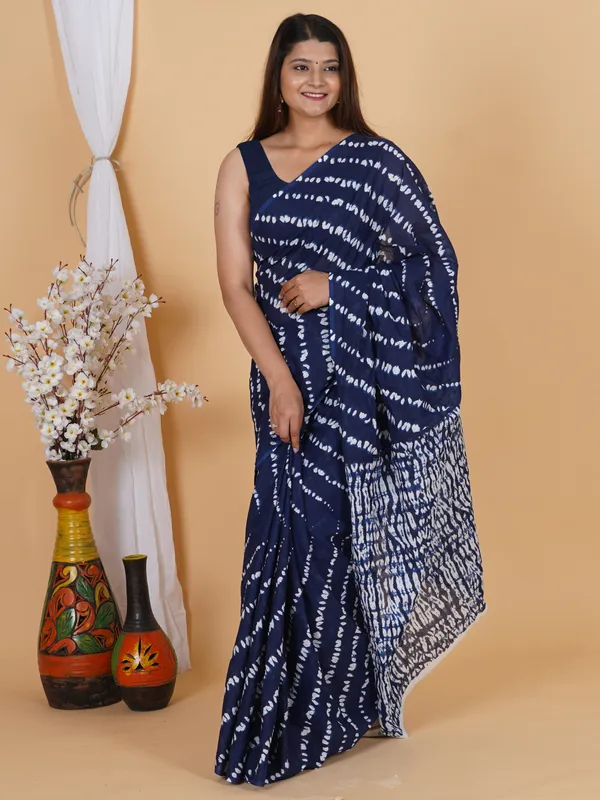 Elegant_Indigo_Shibori_Print_Cotton_Saree