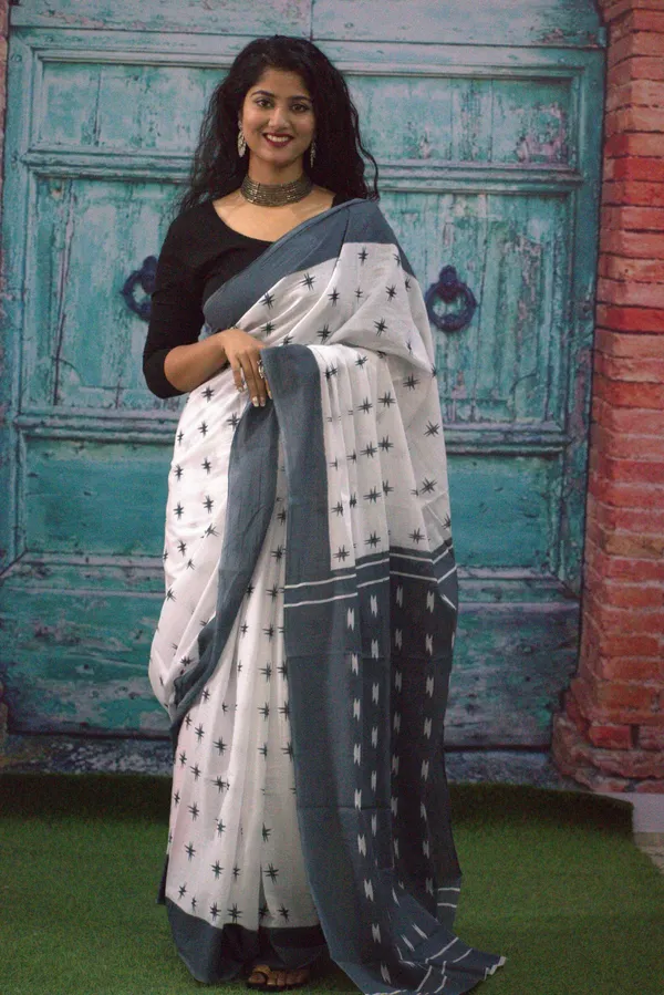 Elegant_Star_Weave_Mulmul_Cotton_Saree_–_White_&_Grey_Contrast