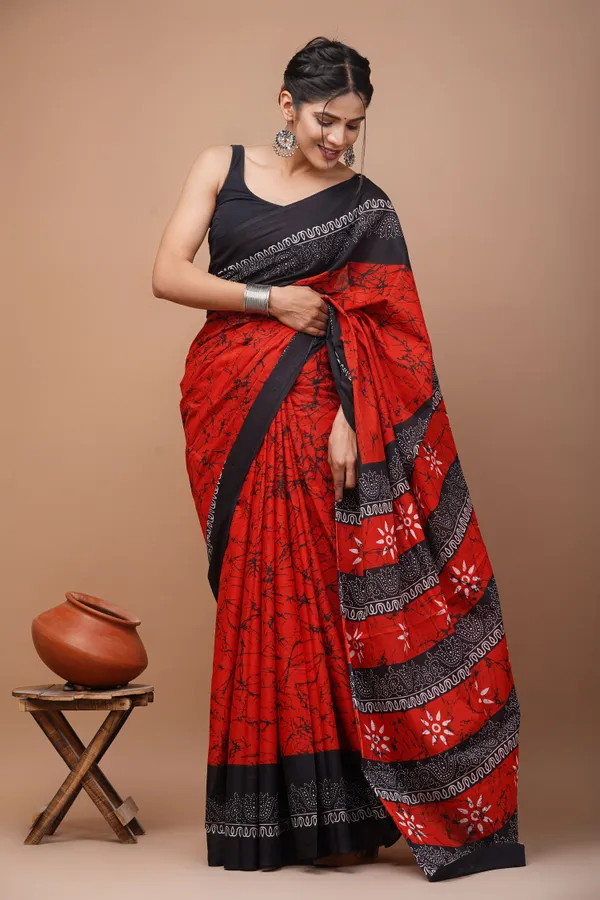 Red_&_Black_Cotton_Saree_For_Women