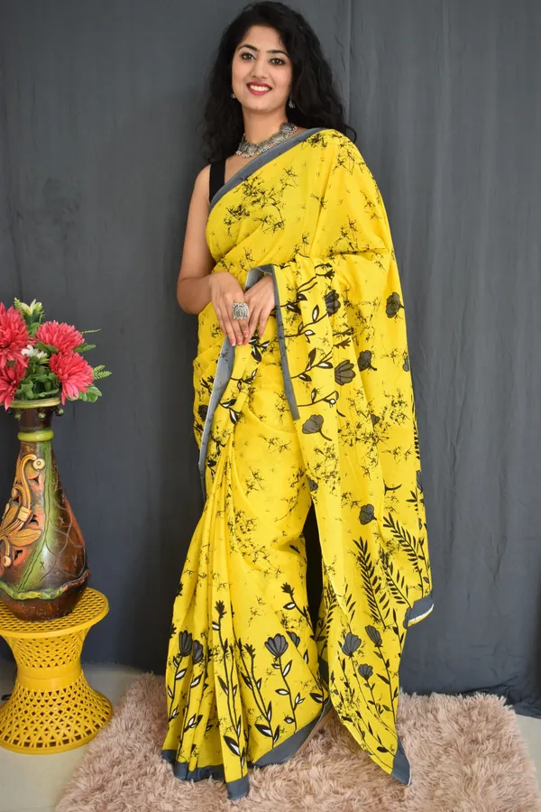 Golden_Bloom_Floral_Printed_Cotton_Saree_with_Grey_Border