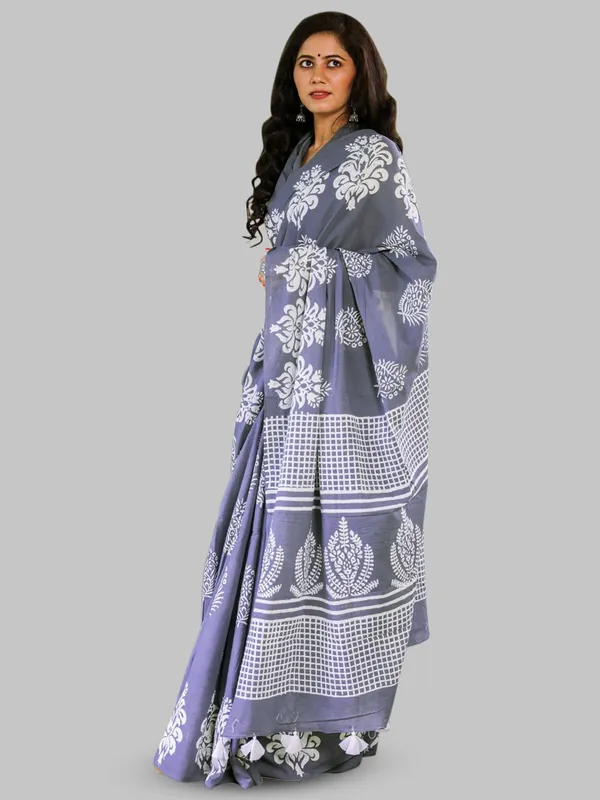 Grey_&_White_Floral_Buta_Printed_Cotton_Saree_|_Elegant_Ethnic_Printed_Saree_for_Women