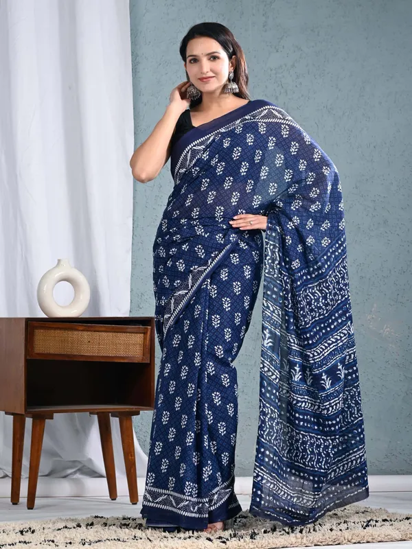 Indigo_Blue_Hand_Block_Printed_Cotton_Saree_for_Women_|_Traditional_Designer_Soft_Cotton_Saree_|_Ethnic_Daily_Wear_Saree