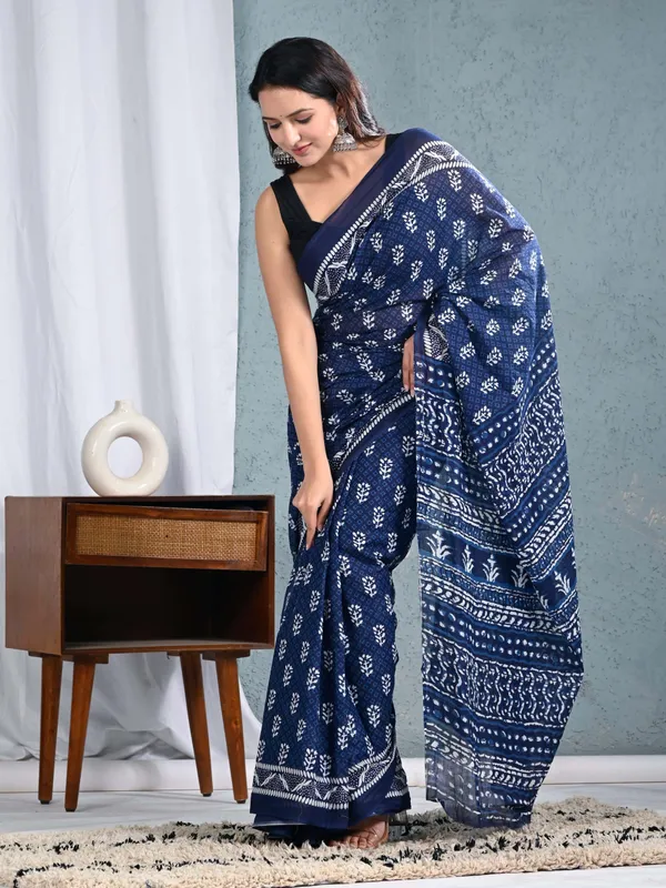 Indigo_Blue_Hand_Block_Printed_Cotton_Saree_for_Women_|_Traditional_Designer_Soft_Cotton_Saree_|_Ethnic_Daily_Wear_Saree