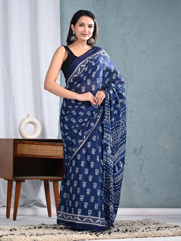 Indigo_Blue_Hand_Block_Printed_Cotton_Saree_for_Women_|_Traditional_Designer_Soft_Cotton_Saree_|_Ethnic_Daily_Wear_Saree